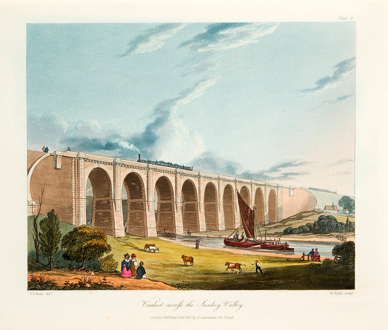 Viadukt přes Sankey Valley, Warrington, Cheshire, únor 1831. od Thomas Talbot Bury