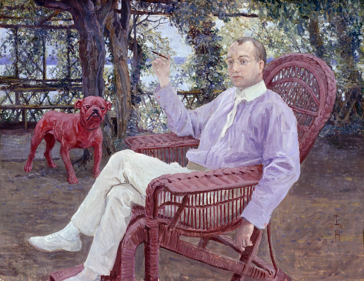Mnichovský nakladatel Albert Langen v zahradě od Thomas Theodor Heine