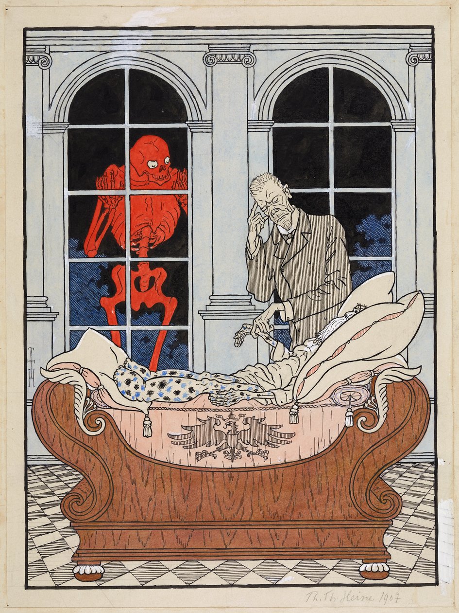 Umírající Říšský sněm; Simplicissimus XV/49, 1911 od Thomas Theodor Heine