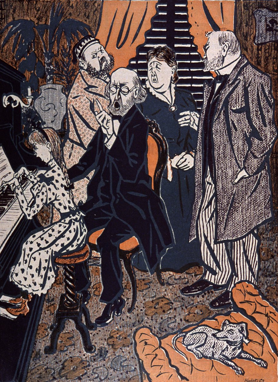 Rodinný koncert na klavír v: Simplicissimus, Německo od Thomas Theodor Heine