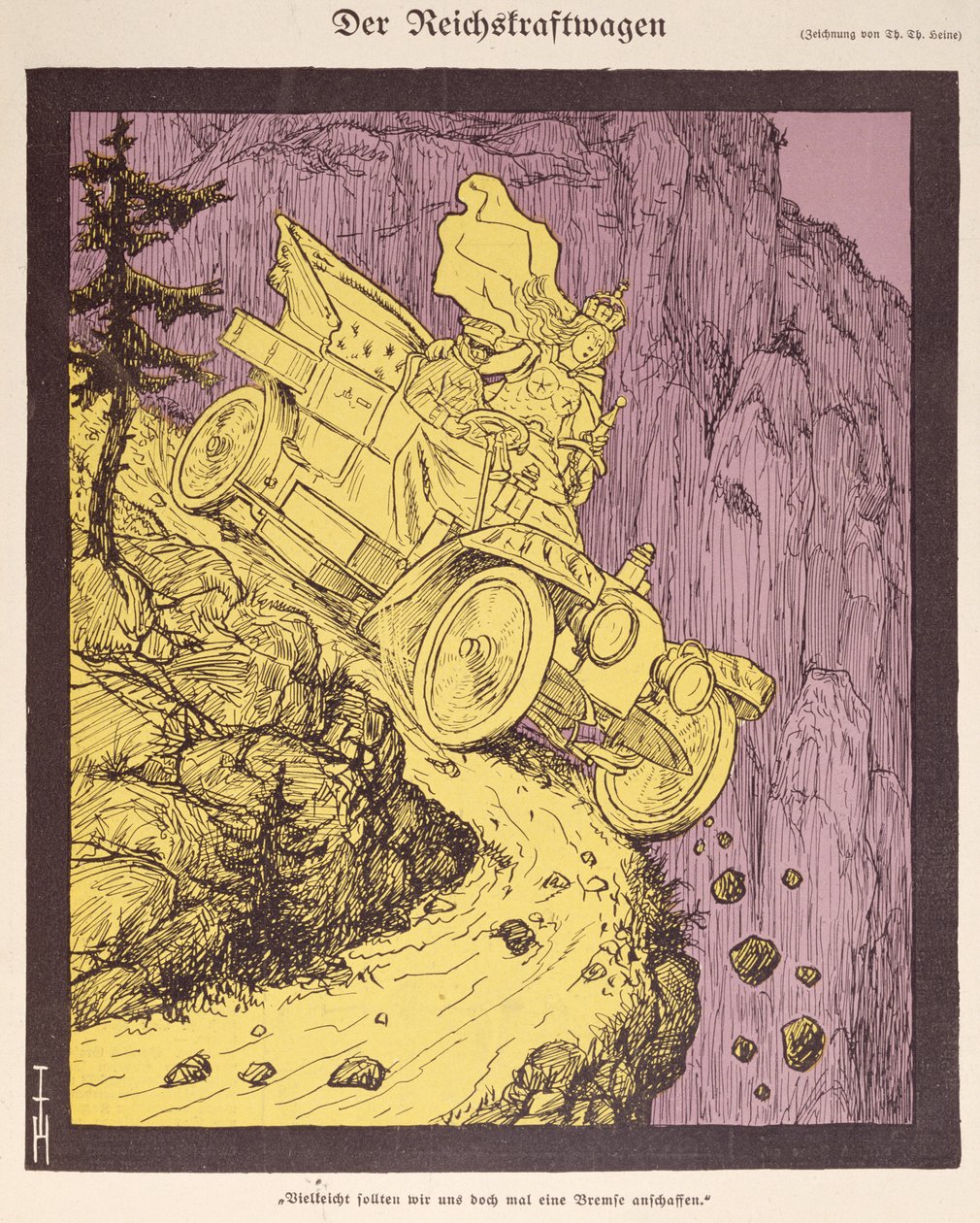 Vůz německé říše řízený Wilhelmem II (1859-1941) ilustrace z obálky 