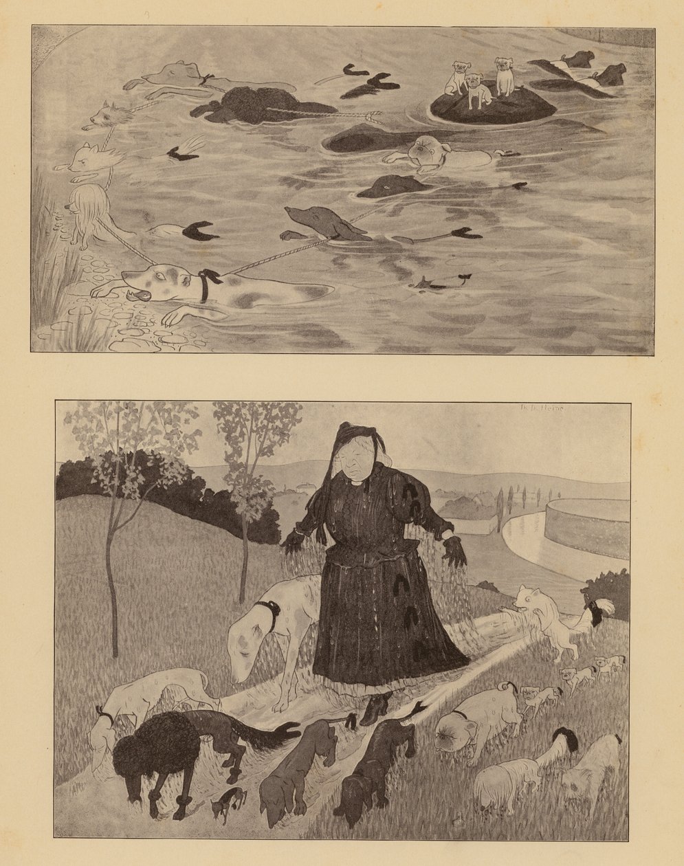 Unaveni životem II (barevná litografie) od Thomas Theodor Heine
