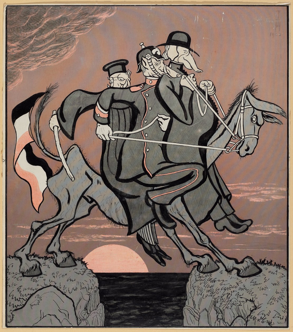 Jsme příliš řízeni; Simplicissimus V/3, 1900 od Thomas Theodor Heine