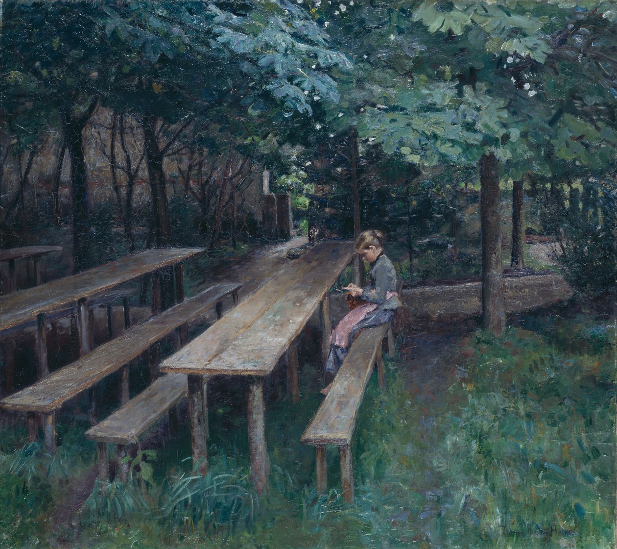 Zahrádka restaurace v Dachau od Thomas Theodor Heine