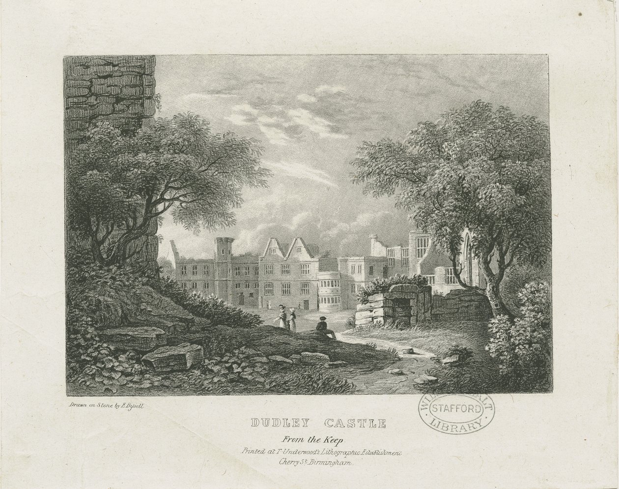Dudley Castle – The Keep: litografie a [19. století] od Thomas Underwood