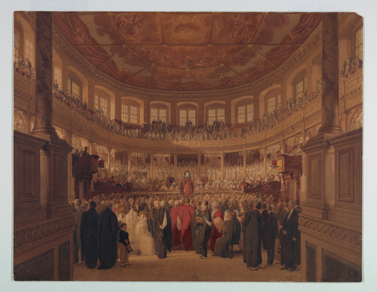 Kresba, Encaenia v Sheldonii, 1814 od Thomas Unwins