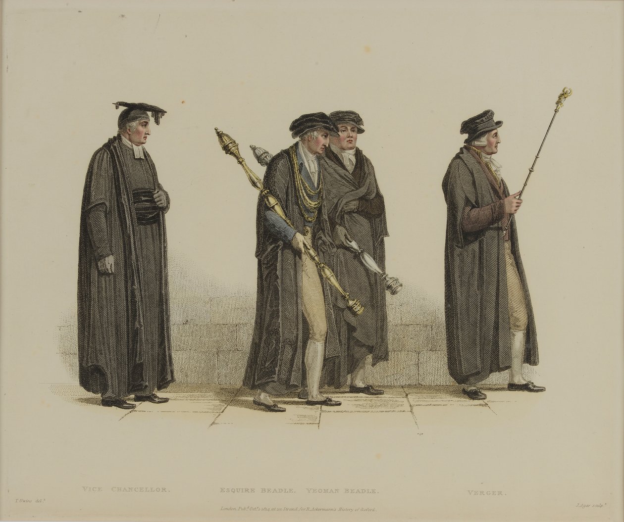Vice Chancellor, Esquire Beadle, Yeoman Beadle, Verger, ryl J. Agar, publikováno v R. Ackermann