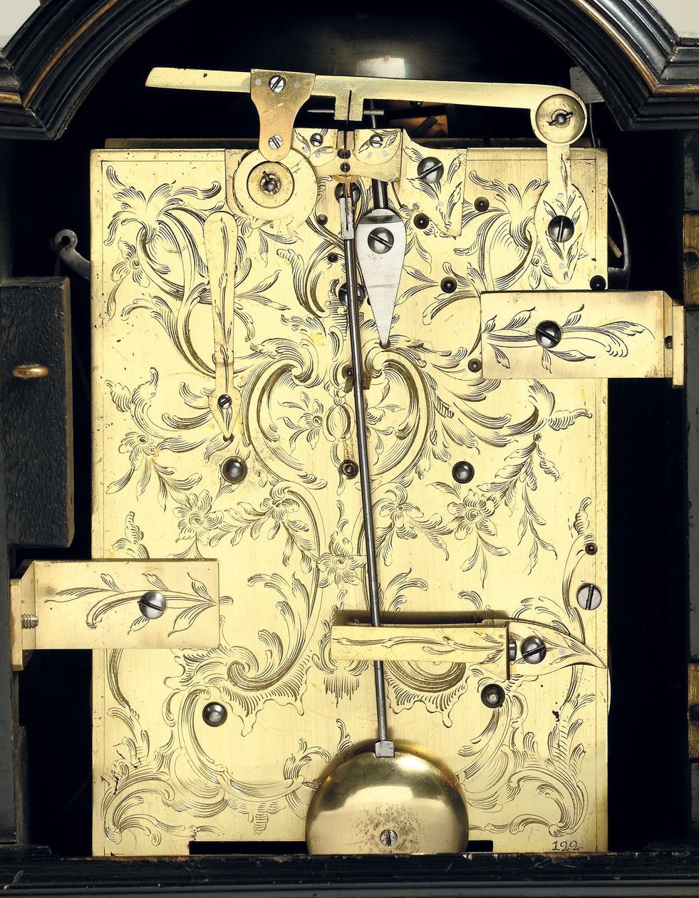Detail úderných stolních hodin George III, cca 1770 (dřevo, sklo a kov) (viz také 491921) od Thomas Wagstaff or Wagstaffe