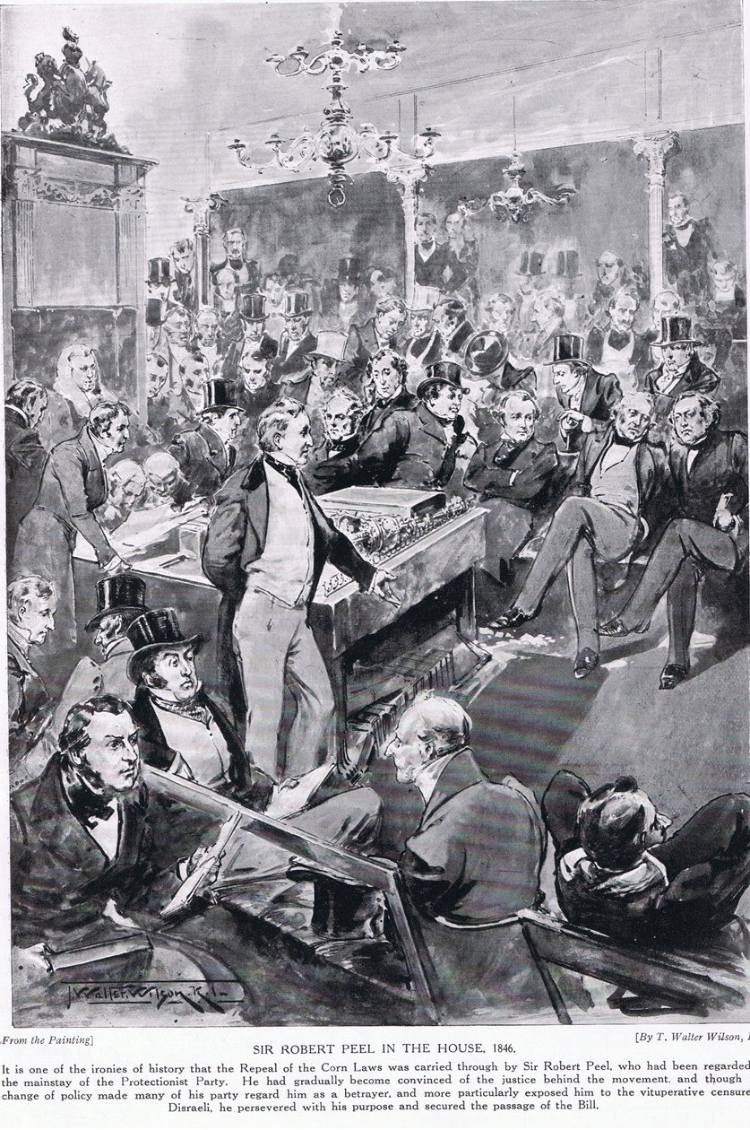 Sir Robert Peel v domě, 1846, ilustrace z 