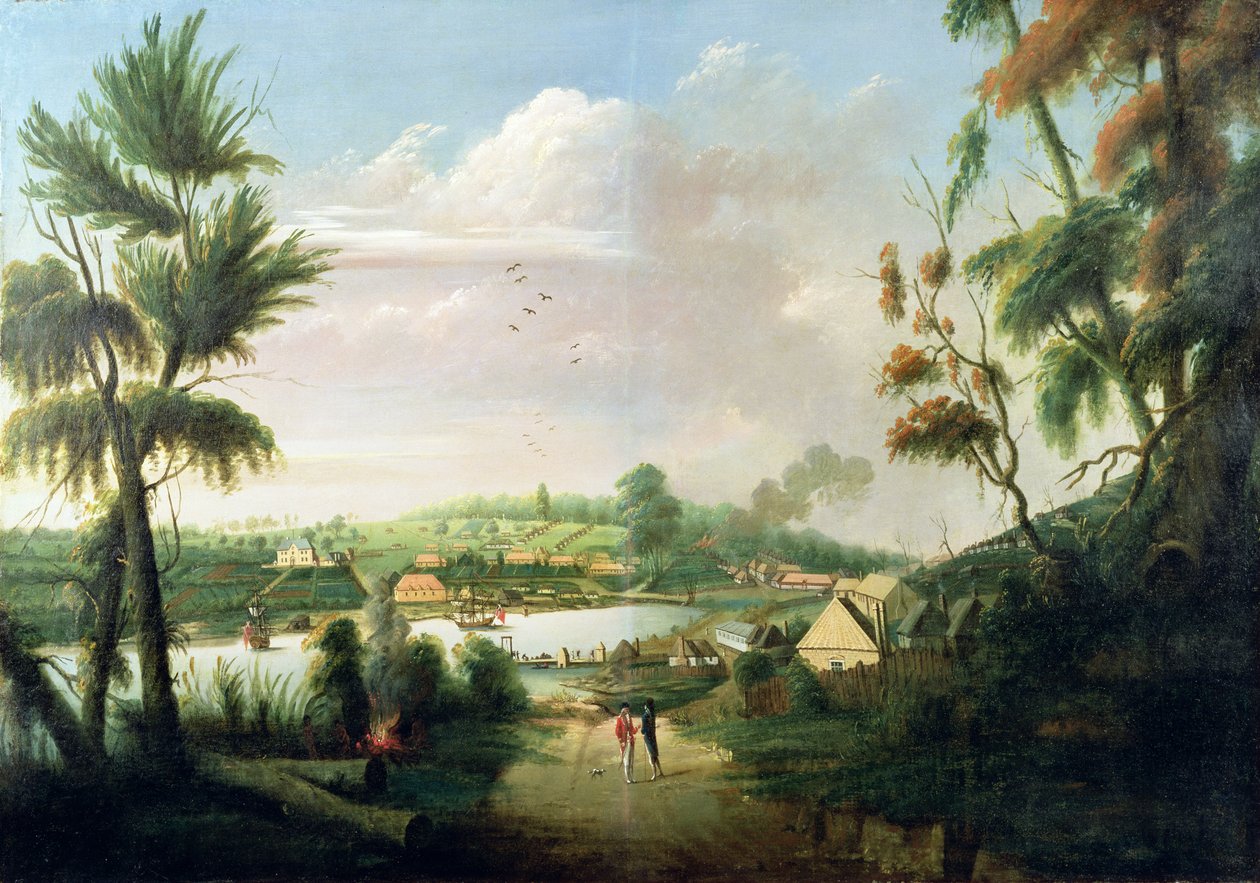 Celkový pohled přímo na sever na Sydney Cove, 1794 od Thomas Watling