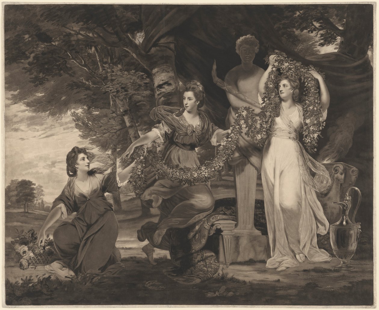 Oběť panenské bláně (Tři dcery sira Williama Montgomeryho) od Thomas Watson after Sir Joshua Reynolds