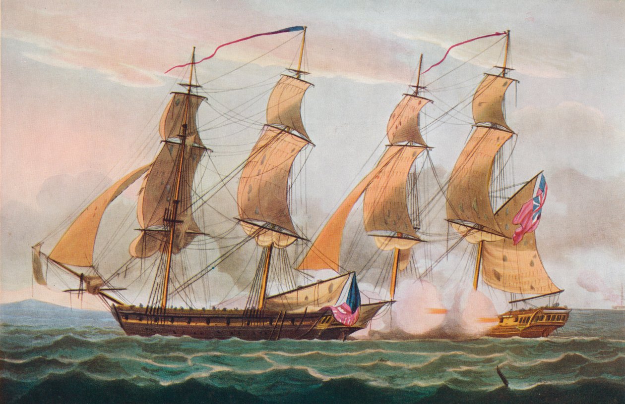 Duel Between Brigs, c1817 od Thomas Whitcombe