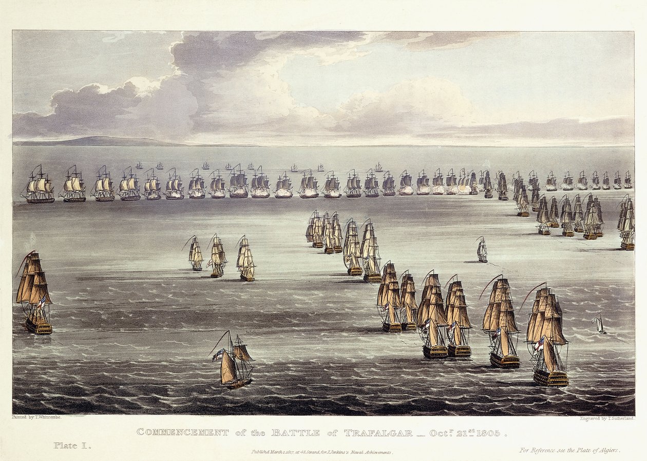 Zahájení bitvy u Trafalgaru, 21. října 1805, 1817 od Thomas Whitcombe