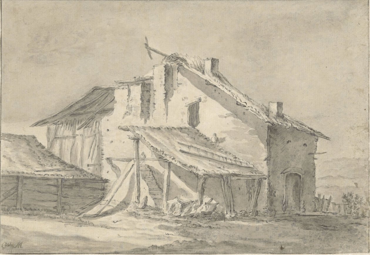 Zchátralý statek od Thomas Wijck (attributed to)