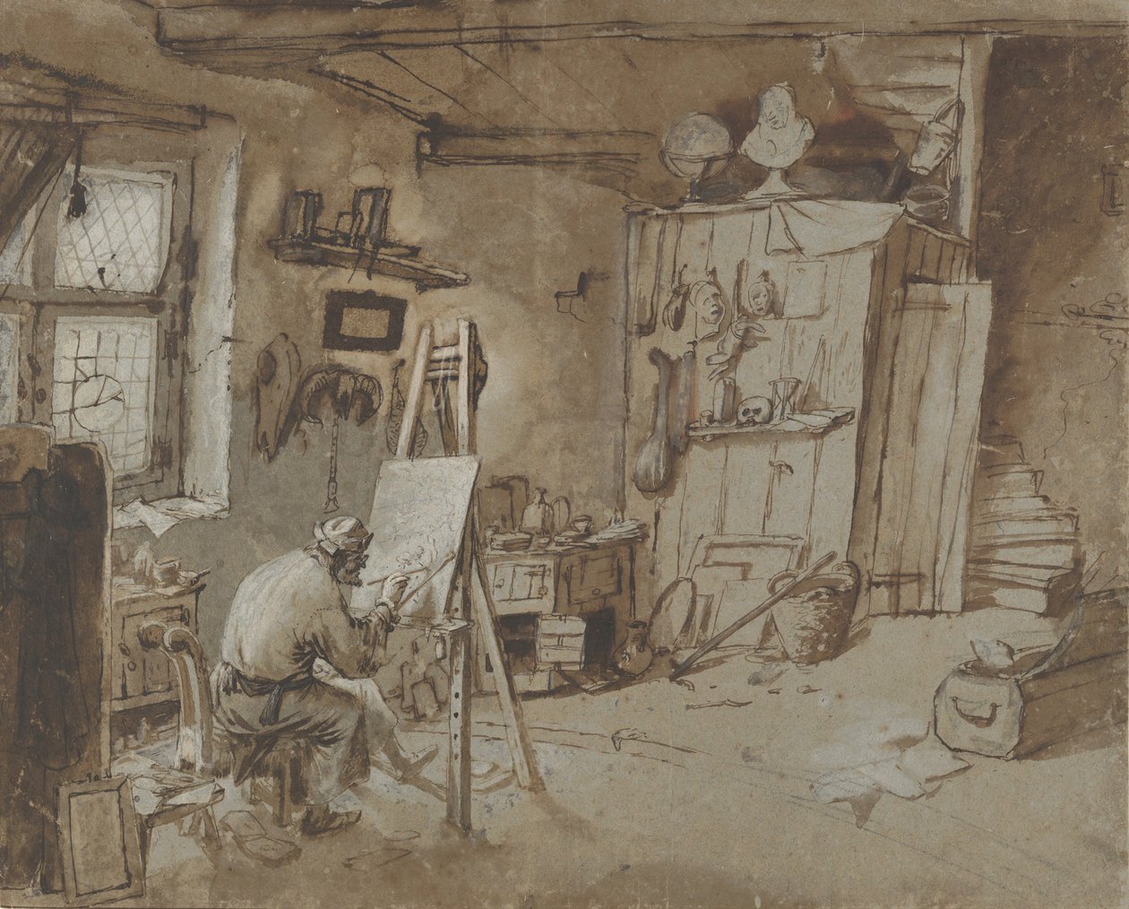 Malíř při práci ve svém ateliéru, 1663-77. od Thomas Wijck