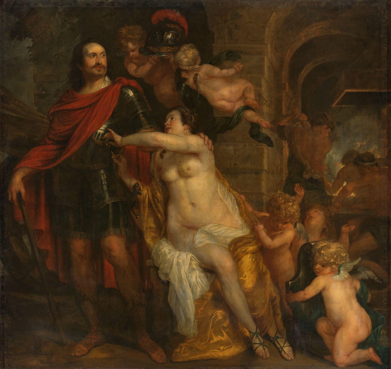 Venus vyzbrojuje válečníka, možná Johana Mauritse ve Forge of Vulcan od Thomas Willeboirts Bosschaert