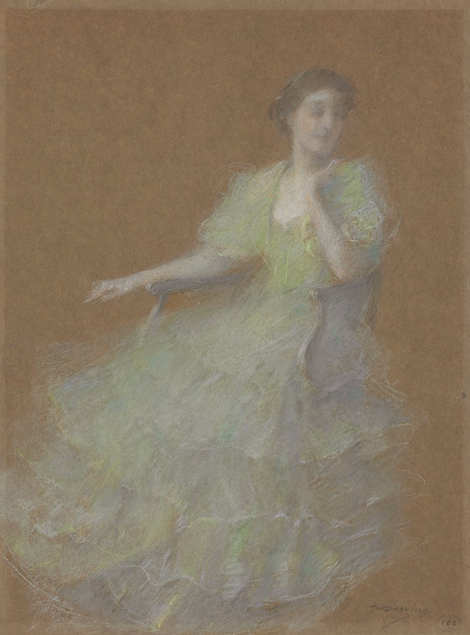 Zelená a zlatá, kolem 1923-1926 (pastel na papíře) od Thomas Wilmer Dewing