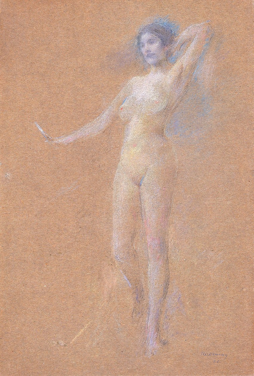 Stojící postava nahé dívky od Thomas Wilmer Dewing