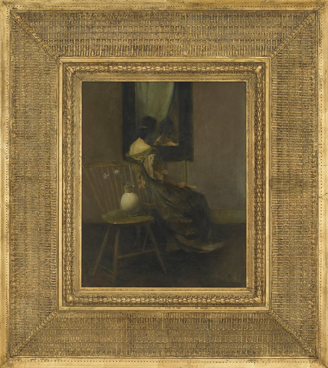 The Mirror, 1907 (olej na dřevěné desce) od Thomas Wilmer Dewing