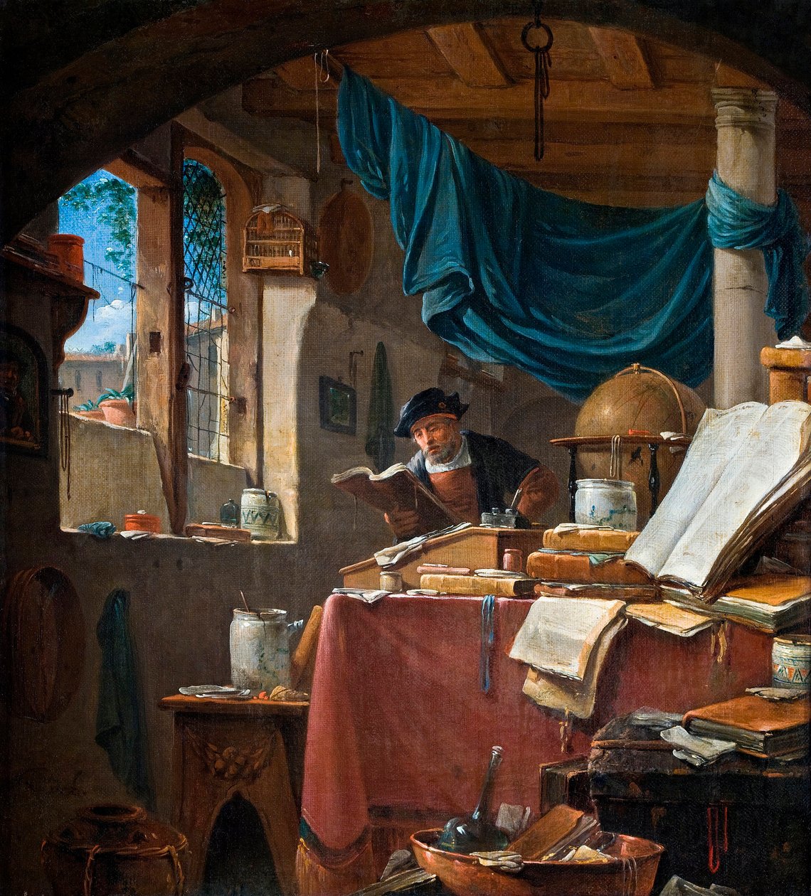 "" Un savant dans son bureau "" (učenec ve své studii) Peinture de Thomas Wyck (Wyjck ou Wijck) (verze 1616-1677) - Olej na plátně - 33,5x31 - Hallwylska Museet, Stockholm od Thomas Wyck