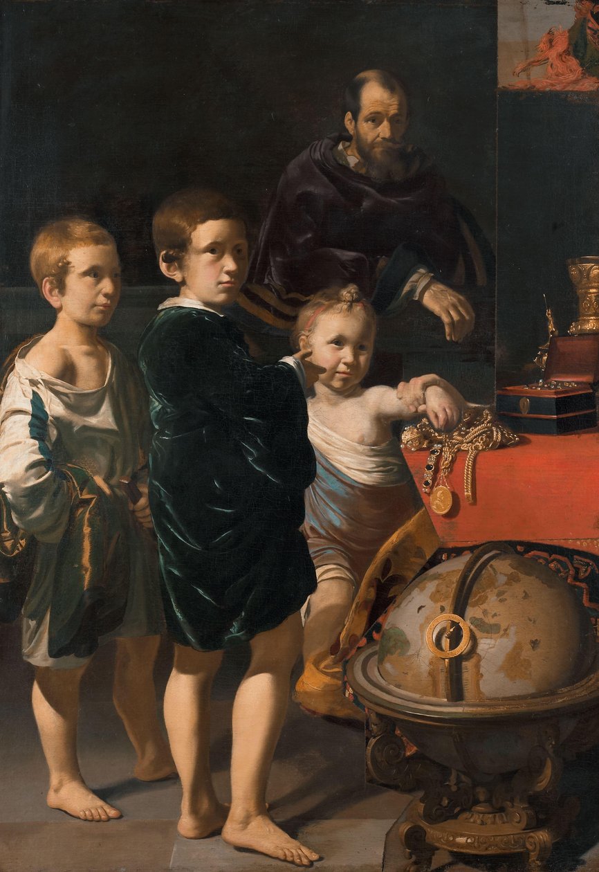 Portrét tří dětí a muže od Thomas de Keyser