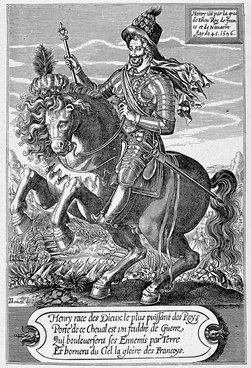 Portrét Jindřicha IV. (1553 - 1610) (kůň), 45 let, vyryl Thomas de Leu. od Thomas de Leu