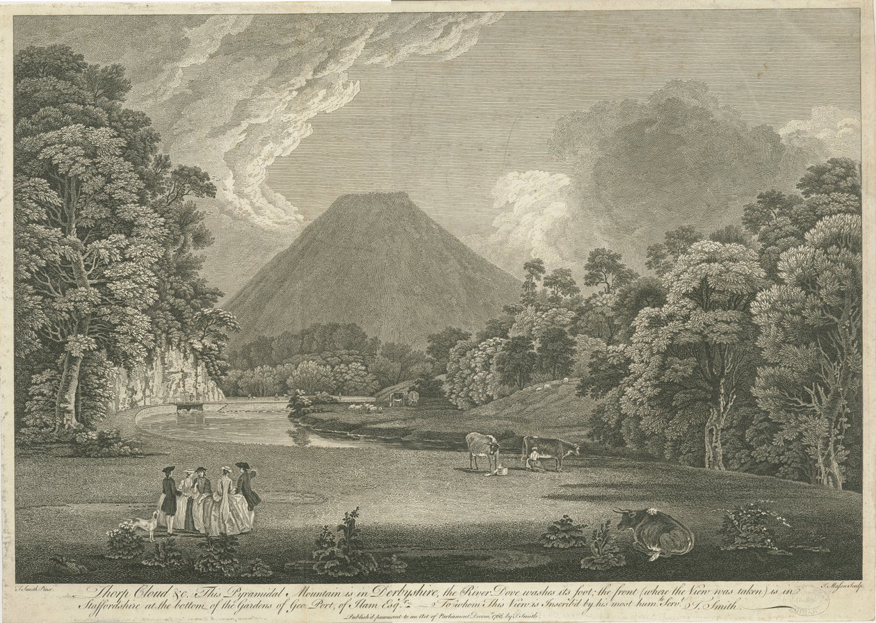 Dovedale - Thorpe Cloud: rytina, nd [c 1766] (tisk) od Thomas of Derby (after) Smith