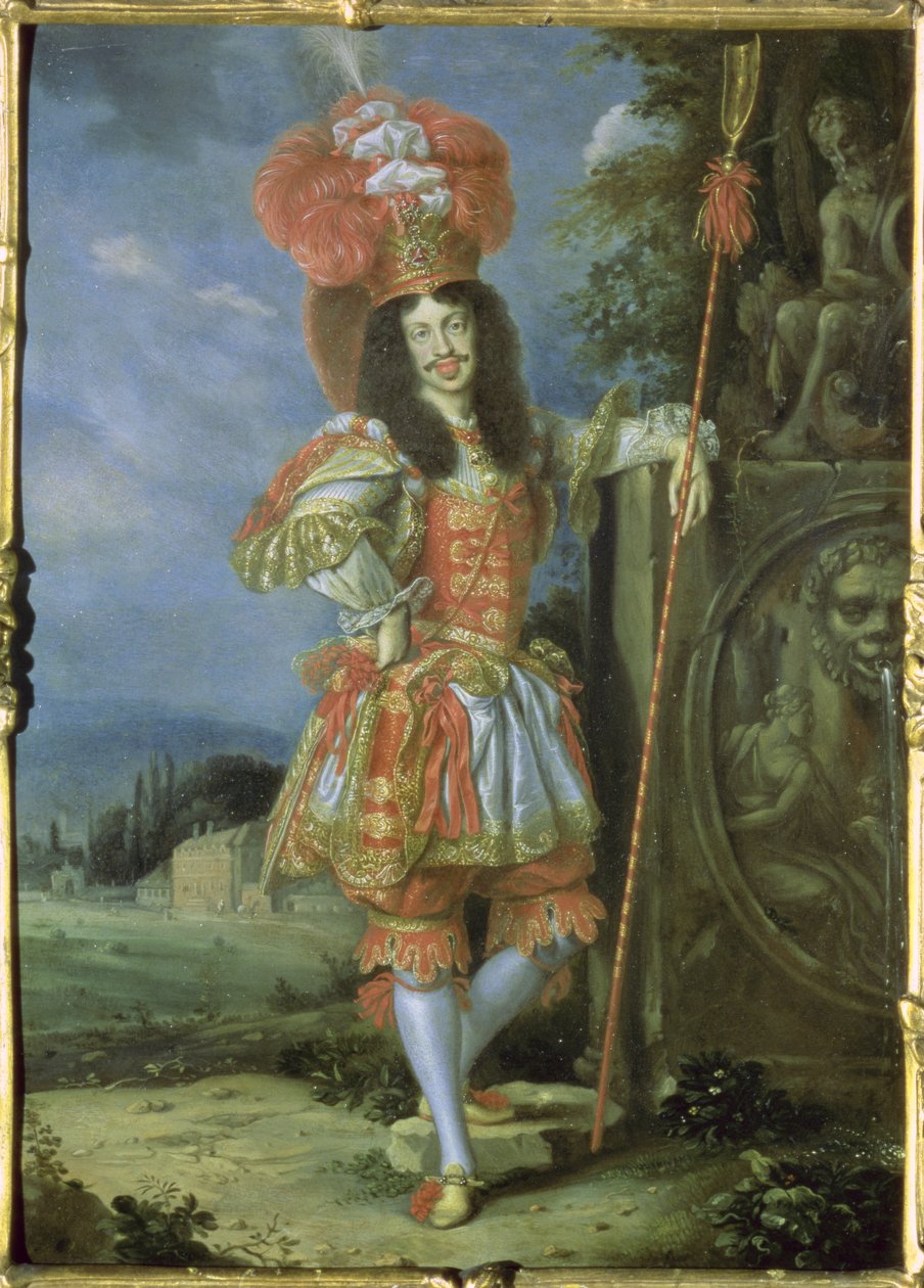 Leopold I. (1640-1705), císař Svaté říše římské, v divadelním kostýmu, oblečený jako Acis z La Galatea, favola zhudebněná Antoniem Draghim, 1667 (olej na mědi) od Thomas of Ypres