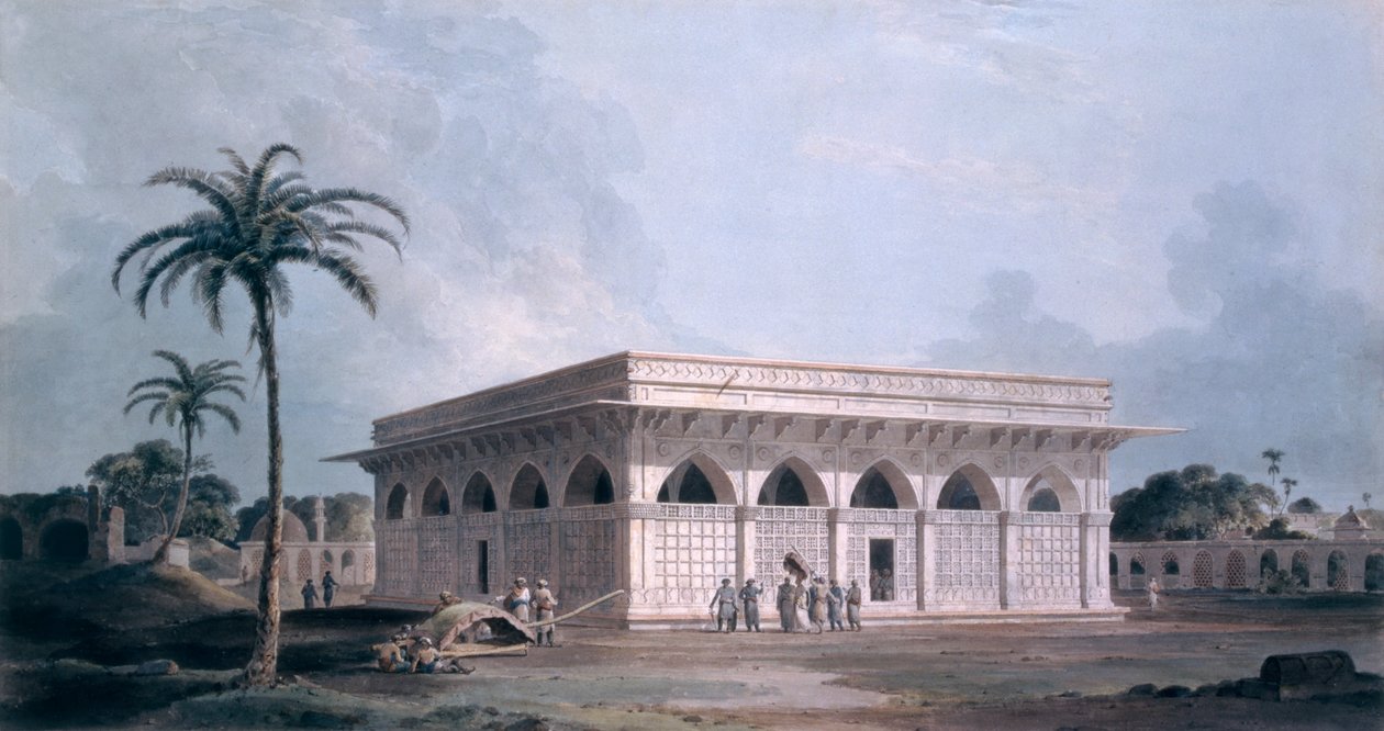Šedesátá čtvrtá Khamba, Nizamuddin, Nové Dillí (barevná akvatinta) od Thomas und William Daniell