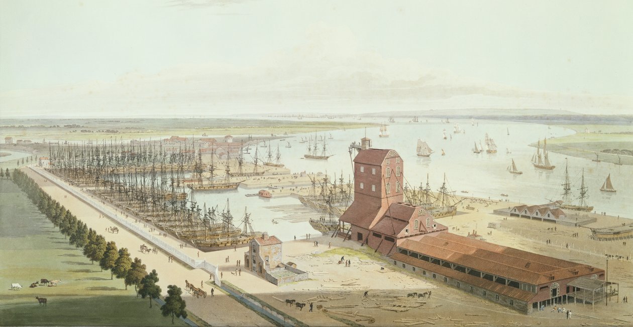 The Mast House a Brunswick Dock v Blackwell, 1803 (akvatinta) od Thomas und William Daniell