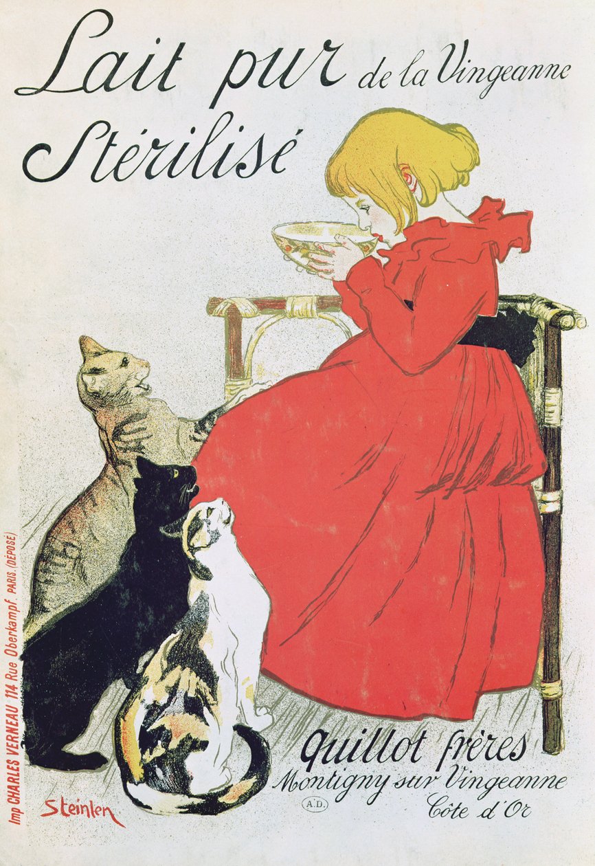 Plakát s reklamou „Čisté sterilizované mléko z La Vingeanne“ od Théophile Alexandre Steinlen