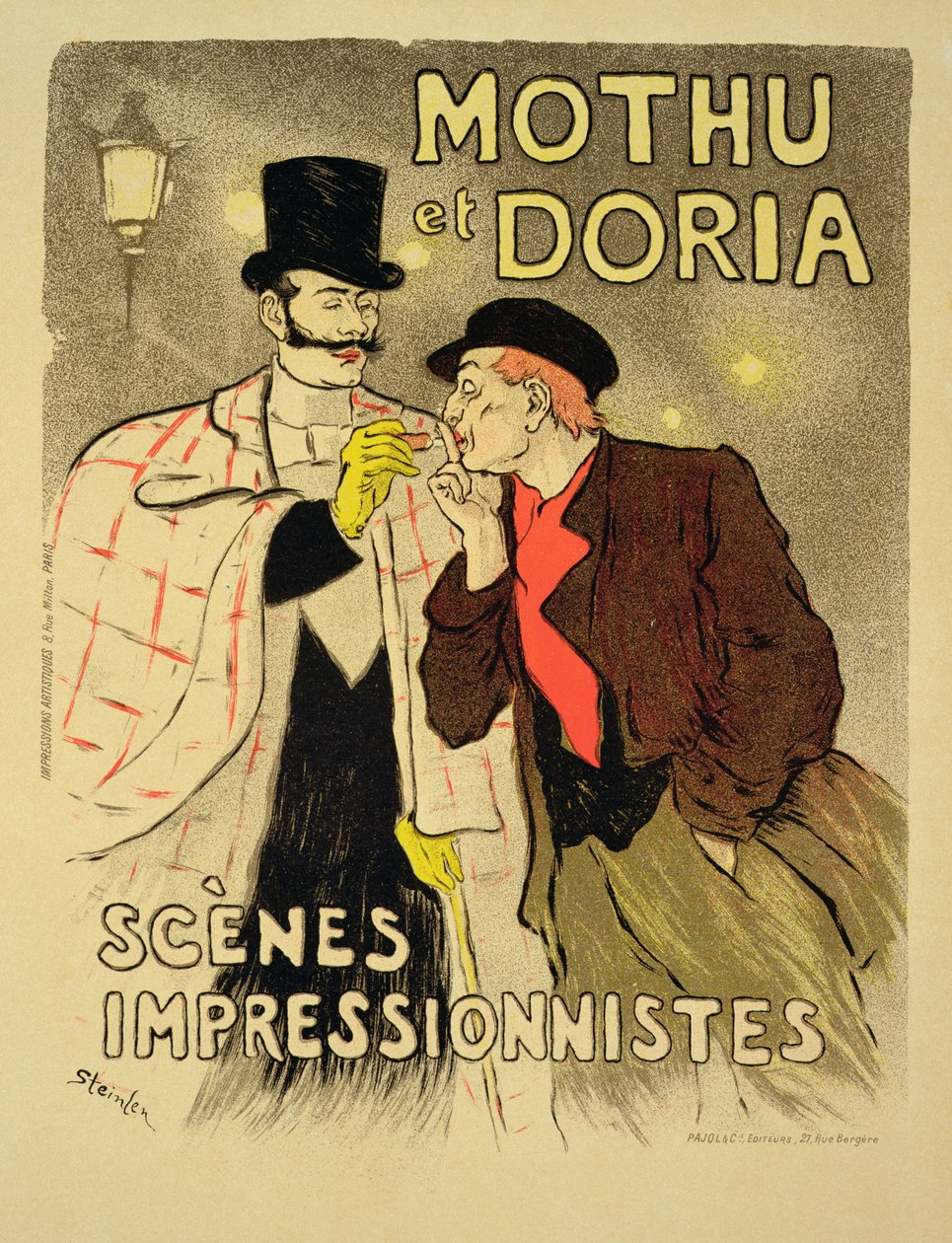 Reprodukce reklamního plakátu „Mothu a Doria“ v impresionistických scénách, 1893 od Théophile Alexandre Steinlen