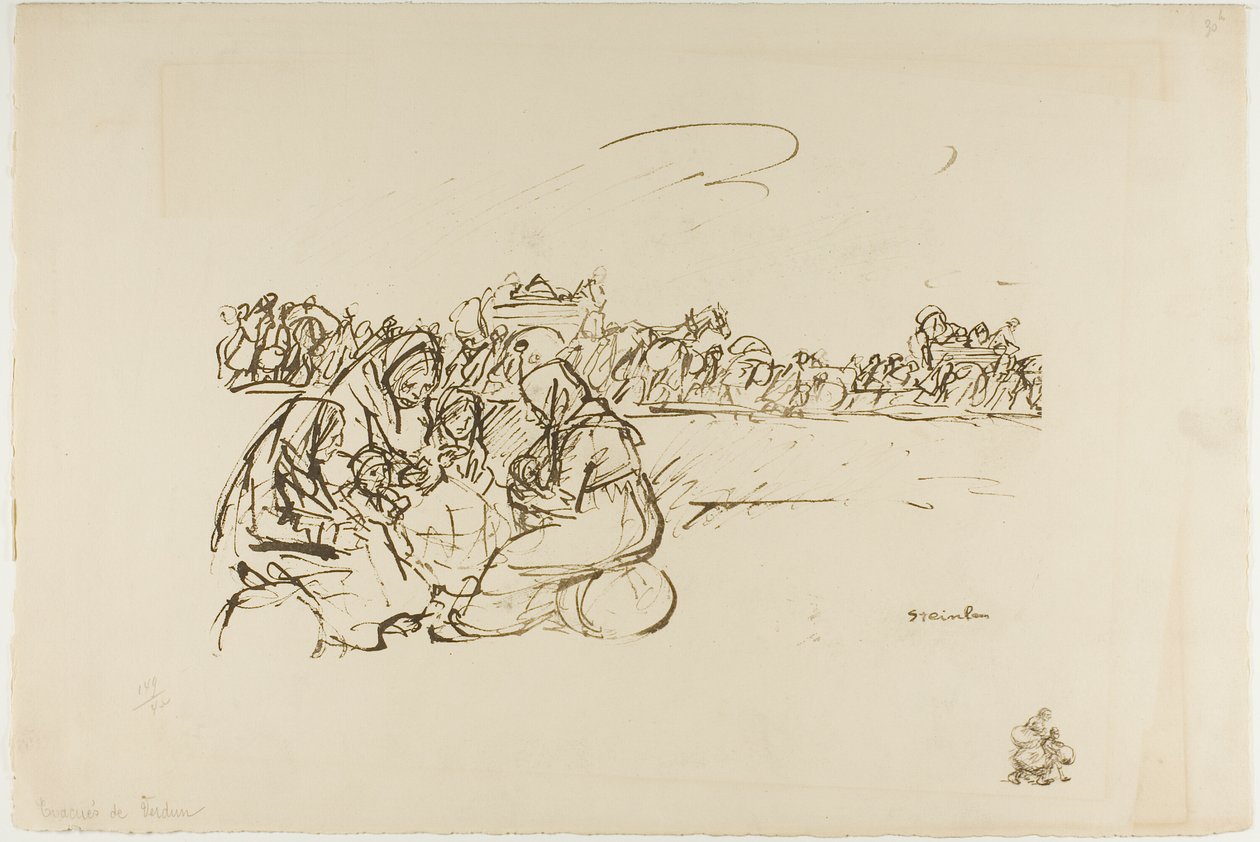 Evakuovaní z Verdunu, deska třicet z Actualités od Théophile Alexandre Pierre Steinlen