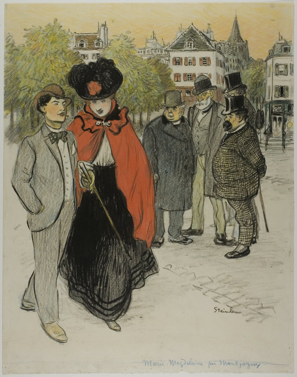 Gentleman sleduje promenádu páru od Théophile Alexandre Pierre Steinlen