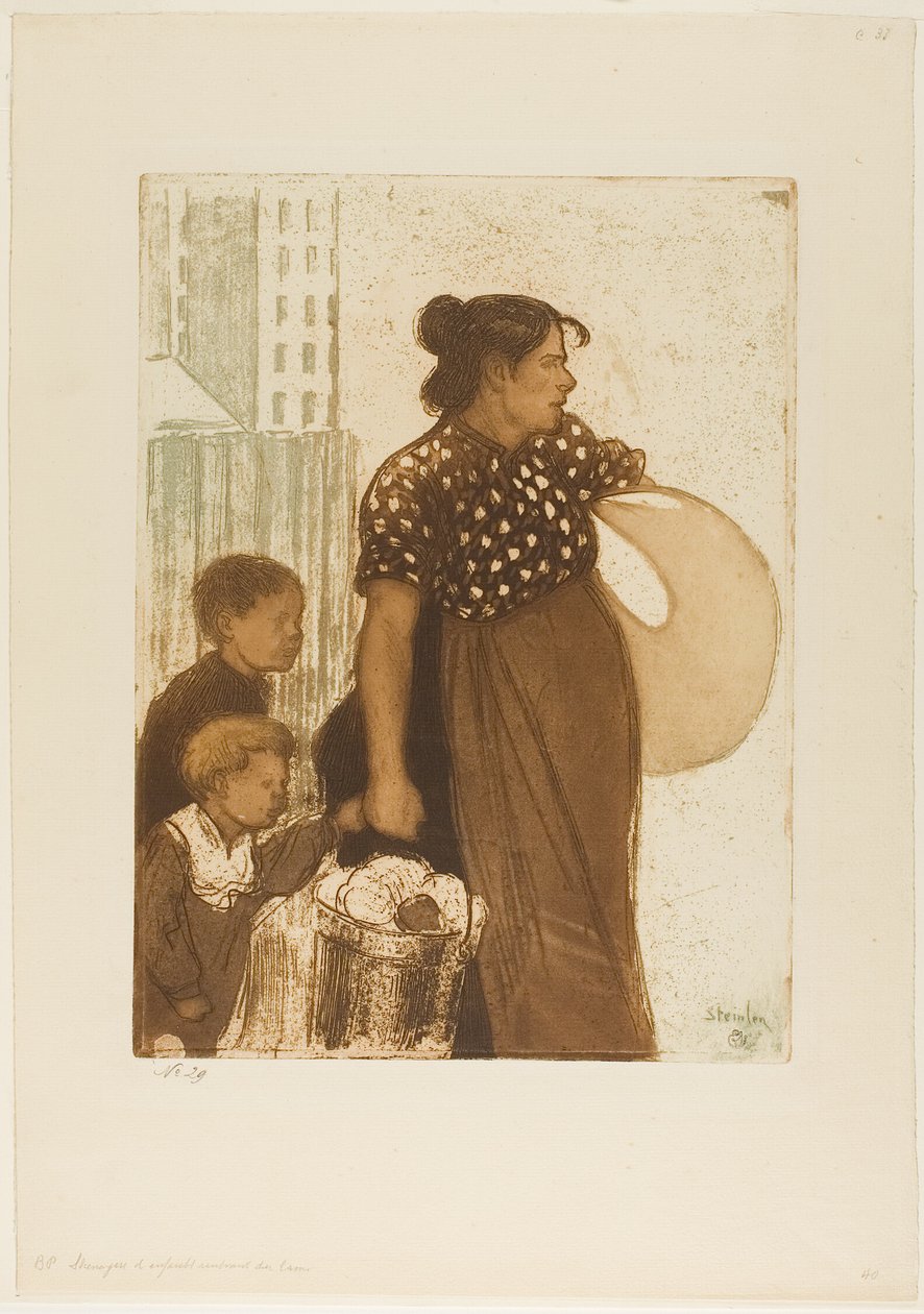 Hospodyně a děti se vracejí z prádelny od Théophile Alexandre Pierre Steinlen