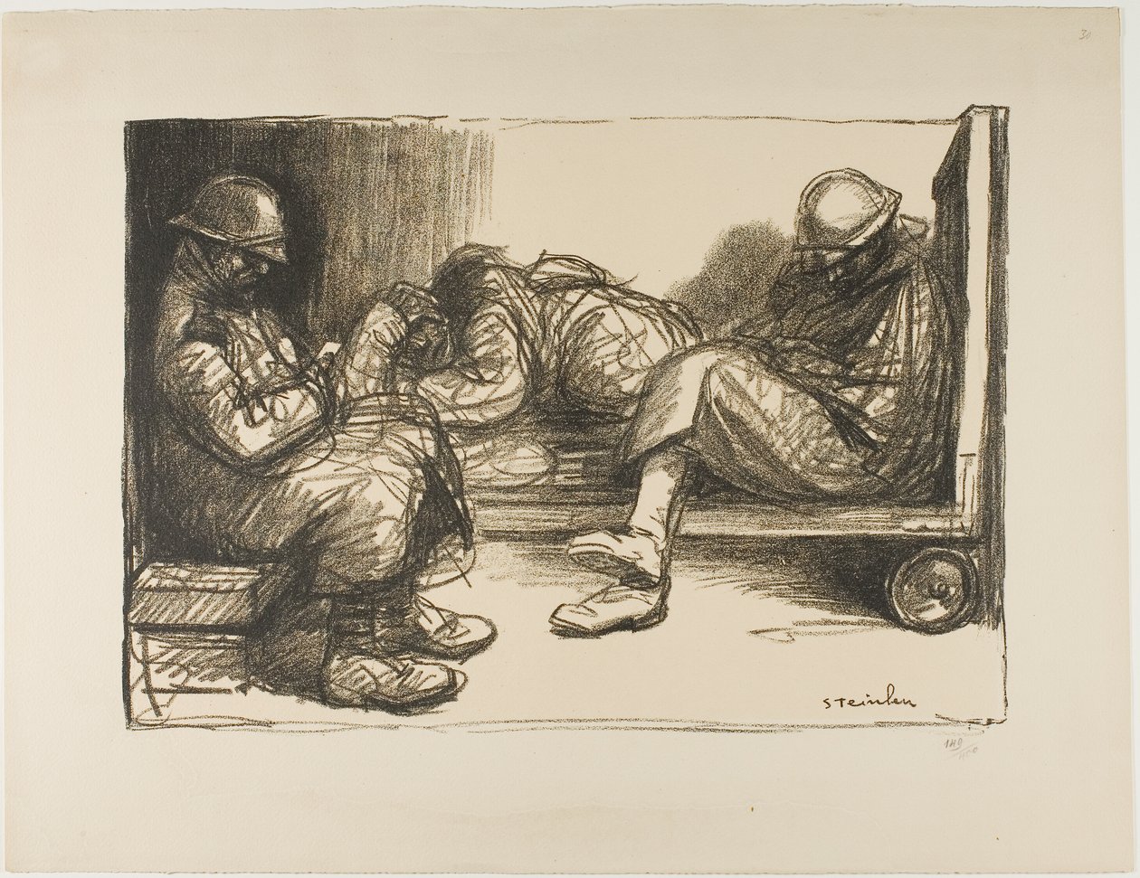 V dugoutu od Théophile Alexandre Pierre Steinlen