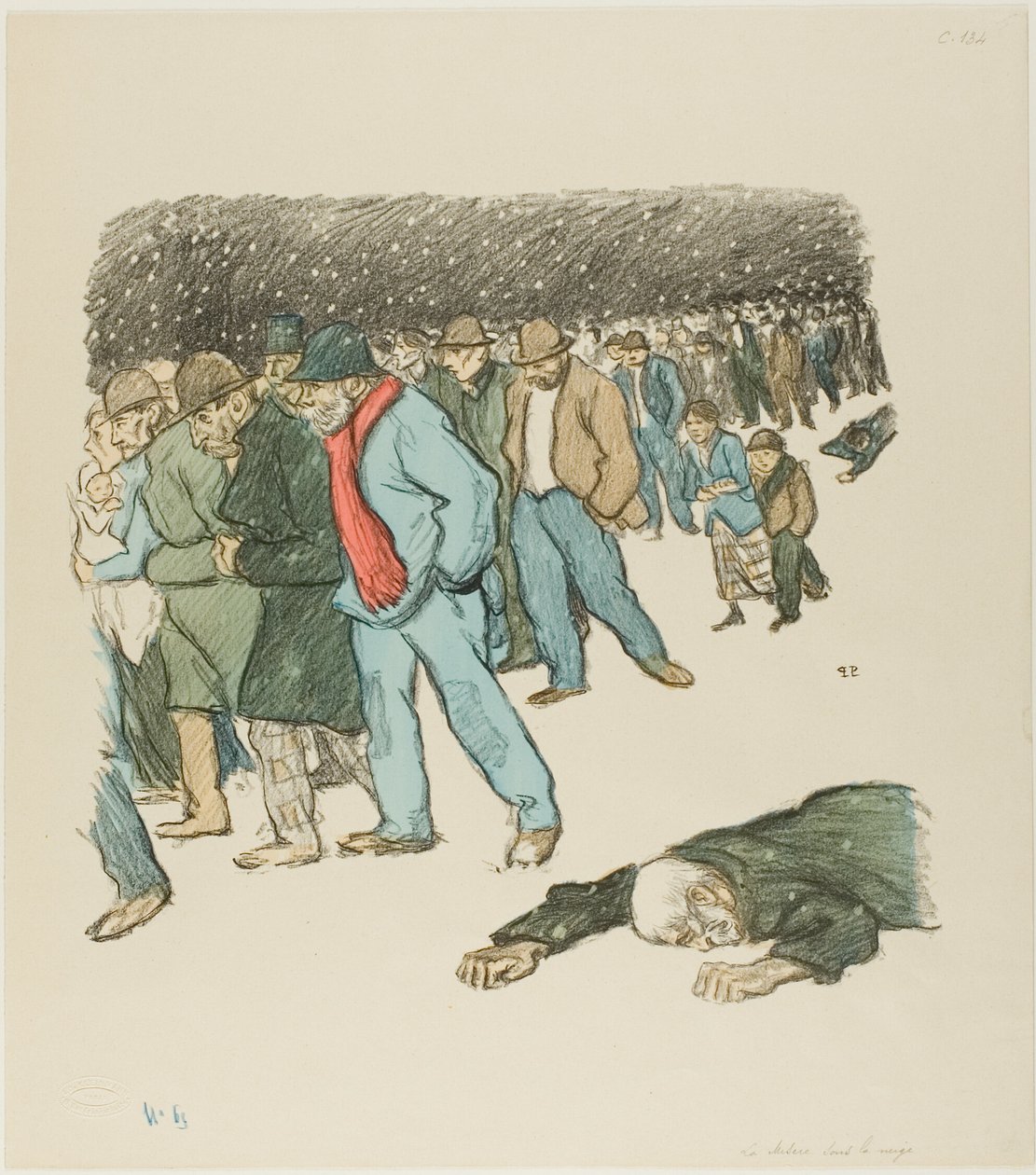 Bída pod sněhem od Théophile Alexandre Pierre Steinlen