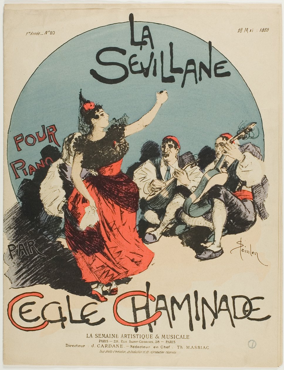 Předehra pro Sevillskou ženu, pro klavír, Cecile Chaminade od Théophile Alexandre Pierre Steinlen