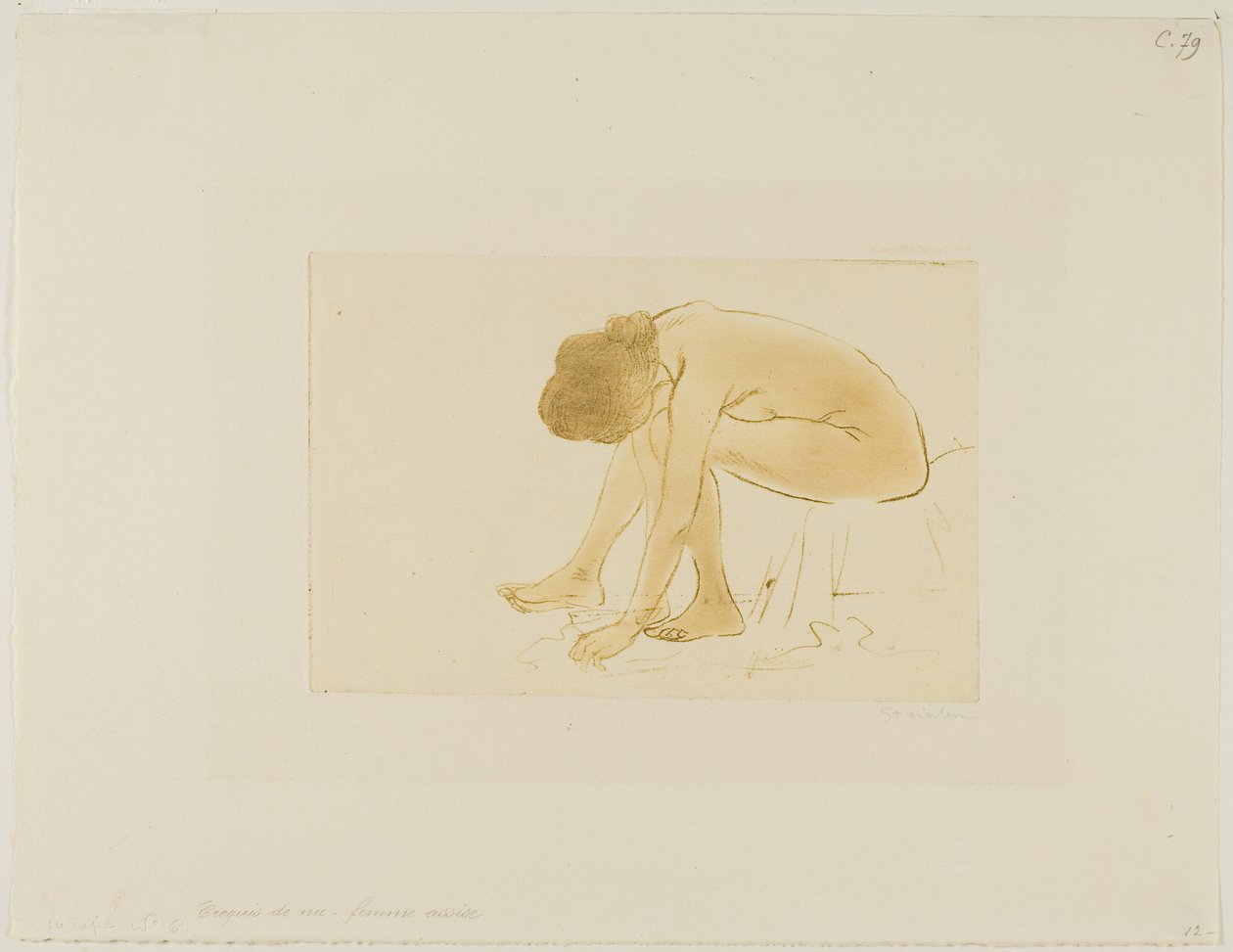 Sedící žena si utírá nohy od Théophile Alexandre Pierre Steinlen
