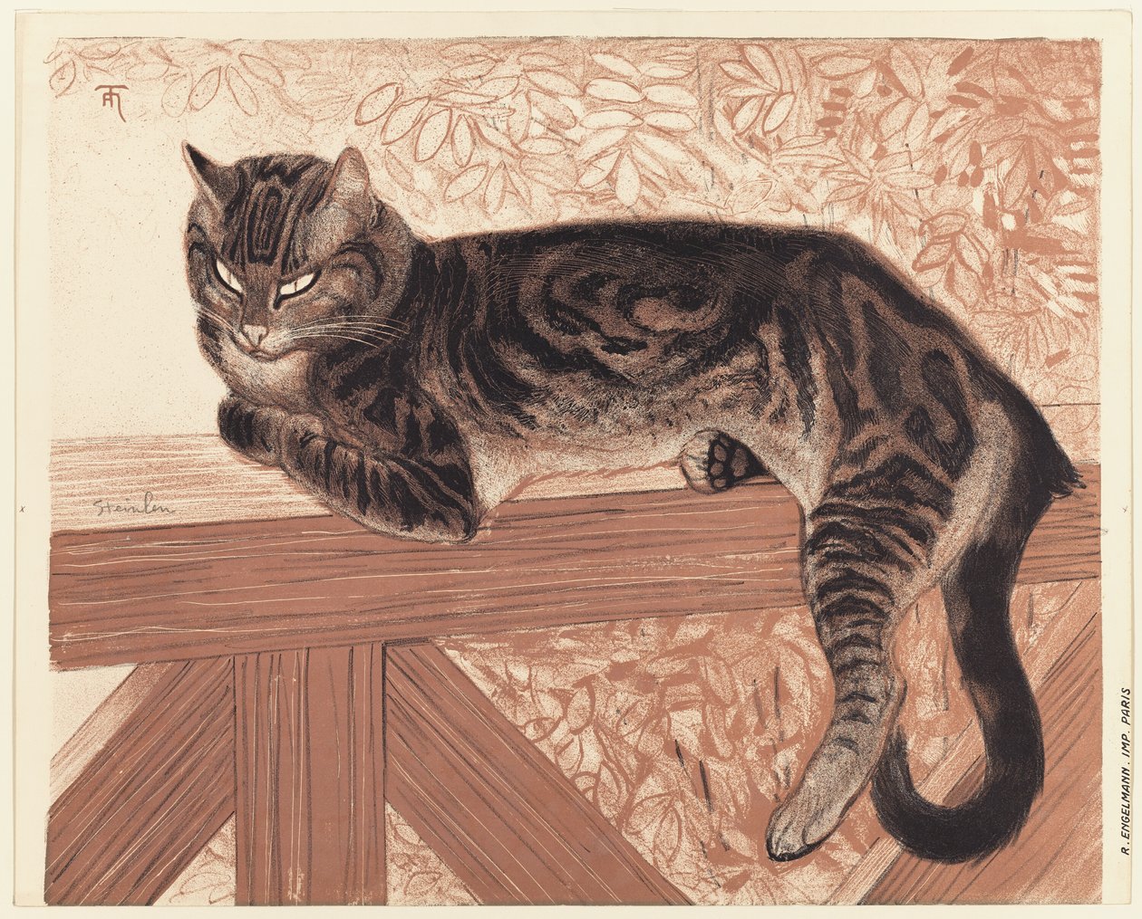 Léto: Kočka na zábradlí od Théophile Alexandre Pierre Steinlen