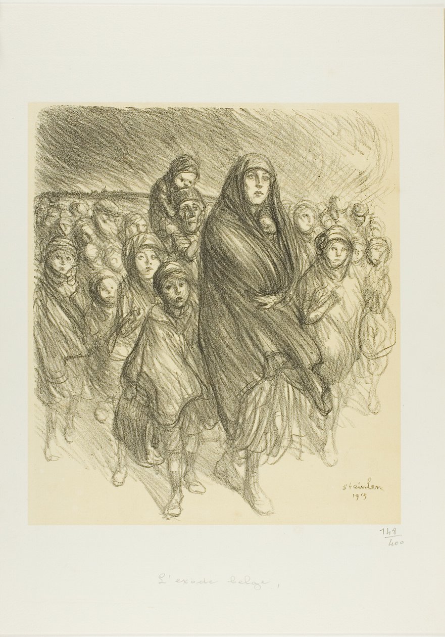 Belgický exodus od Théophile Alexandre Pierre Steinlen