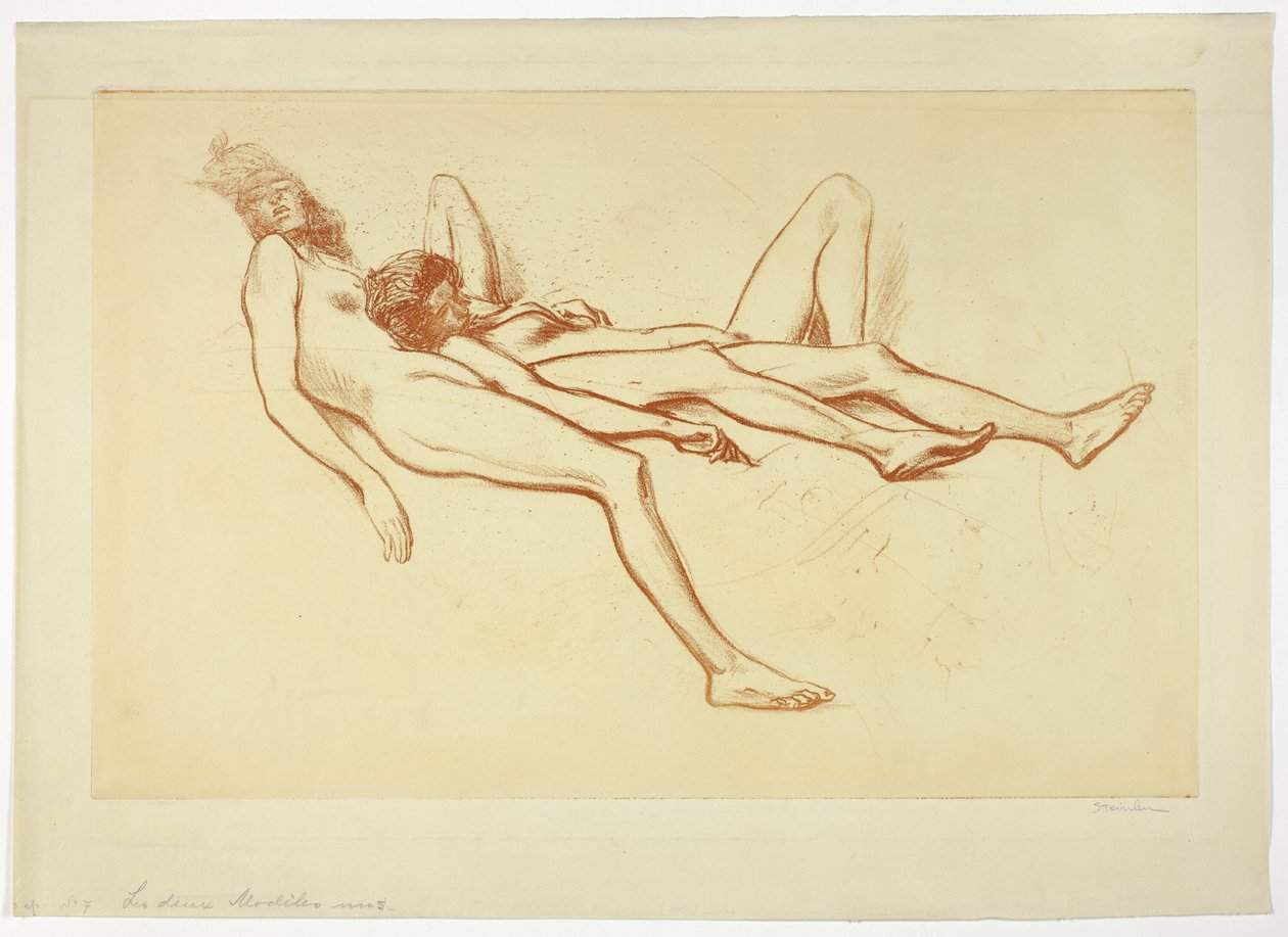 Dvě nahé modelky od Théophile Alexandre Pierre Steinlen