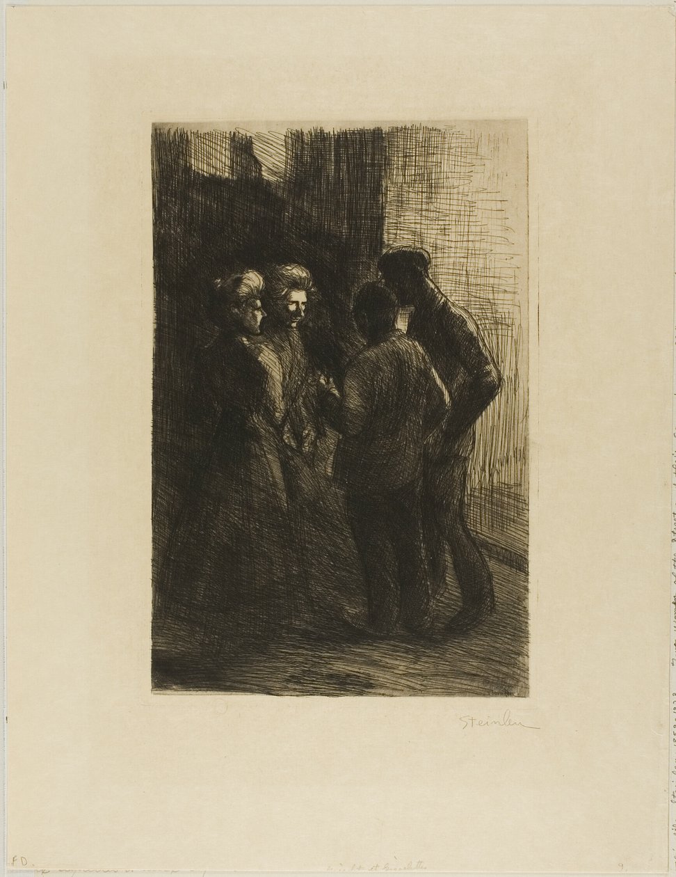 Dvě ženy z ulice a jejich společníci od Théophile Alexandre Pierre Steinlen
