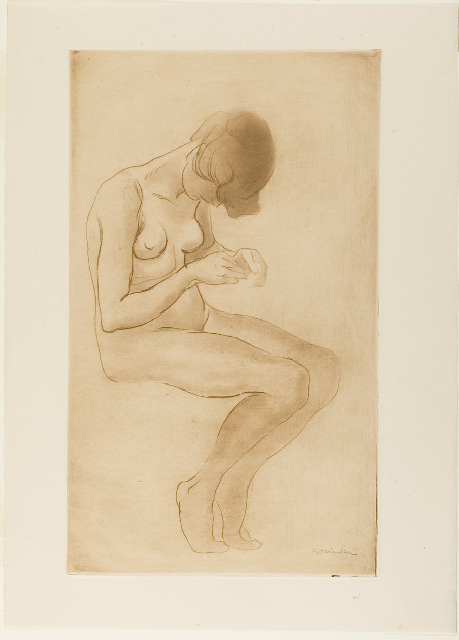 Žena opravuje nehty od Théophile Alexandre Pierre Steinlen
