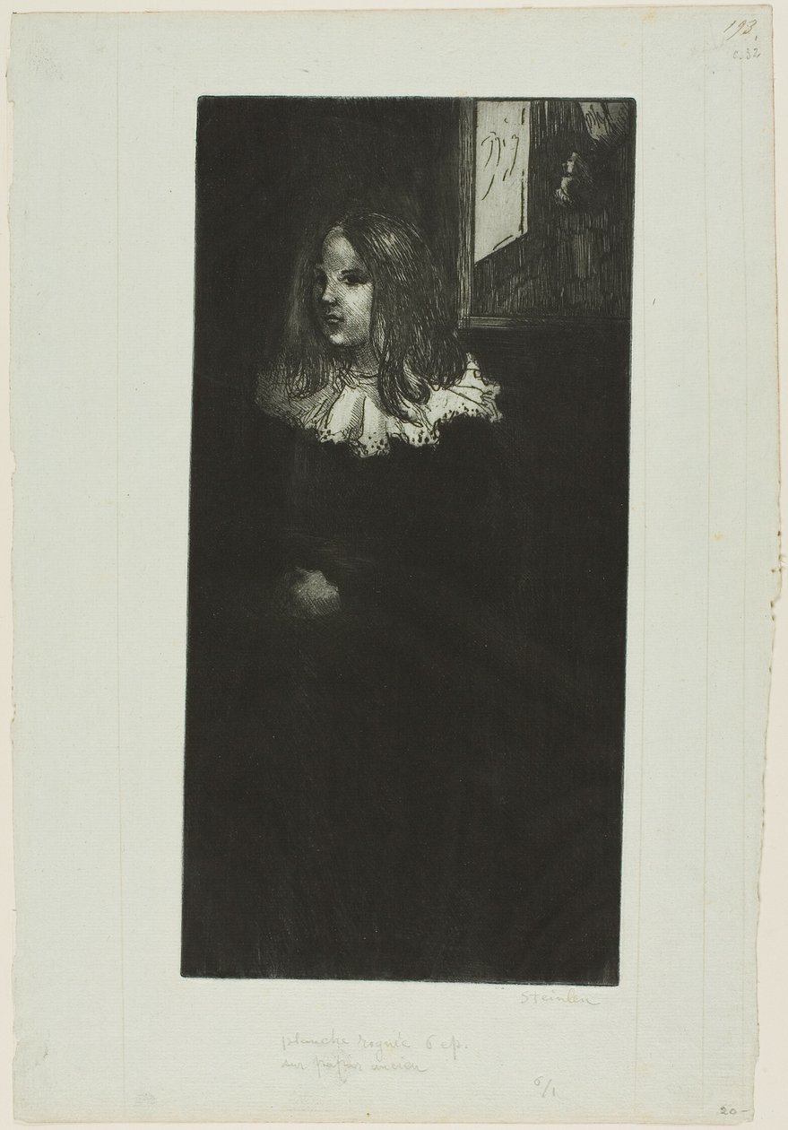 Mladá dívka s bílým límečkem od Théophile Alexandre Pierre Steinlen