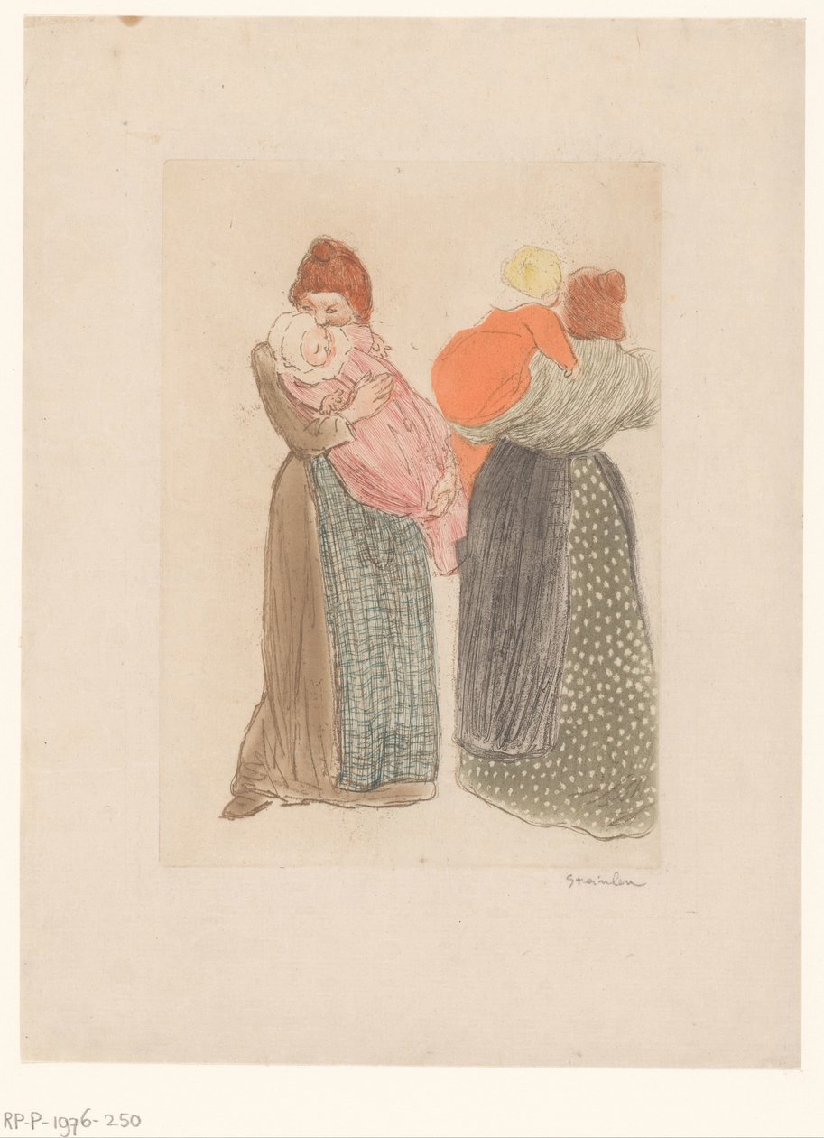 Dvě matky s dětmi Les deux meres od Théophile Alexandre Steinlen (signed by artist)