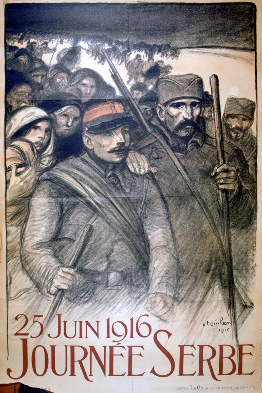 25. června 1916 - Den Srbska, francouzský plakát první světové války, 1916 od Théophile Alexandre Steinlen