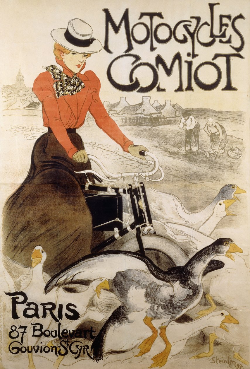 Reklamní plakát pro "Motorcycles Comiot", 1899 od Théophile Alexandre Steinlen