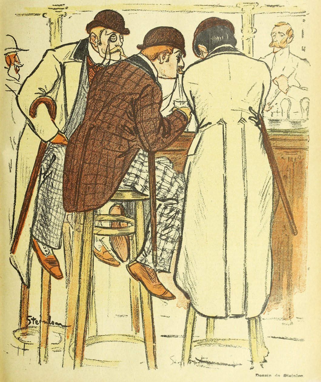 V baru, od Gil Blas Illustre, hospoda. 1899 barevná litografie, 1899. od Théophile Alexandre Steinlen