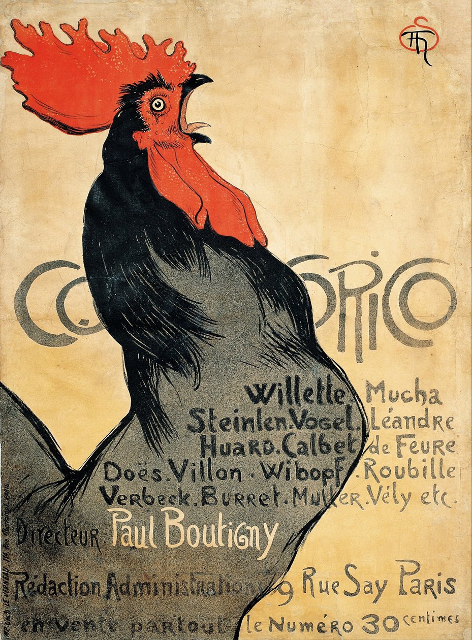 Plakát Cocorico od Théophile Alexandre Steinlen